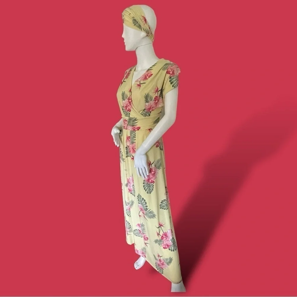 IMAN Boho Chic Tropical Floral Maxi Dress Size Large